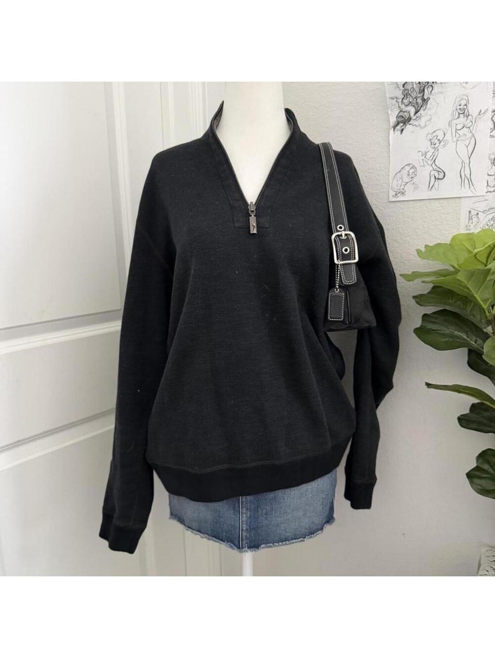 Tommy Bahama black quarter zip sweater